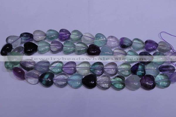 CFL1055 15 inches 16*16mm heart natural fluorite gemstone beads