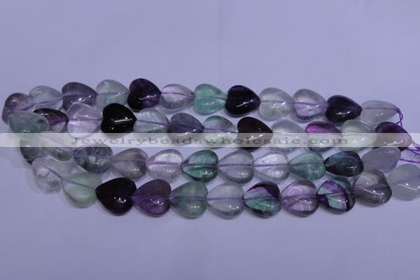 CFL1056 15 inches 18*18mm heart natural fluorite gemstone beads