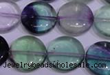 CFL1065 15 inches 18mm flat round natural fluorite gemstone beads