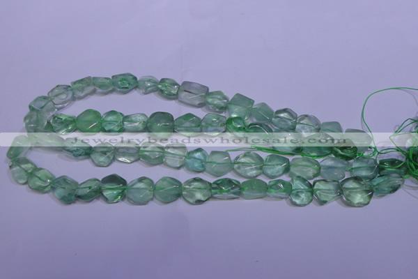 CFL1083 15 inches 10*13mm faceted nuggets green fluorite beads