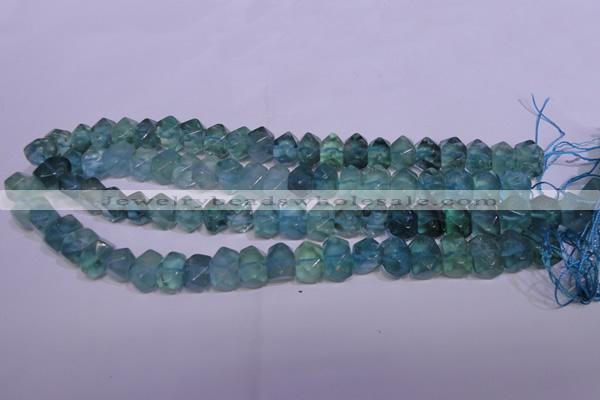 CFL1088 15 inches 9*14mm faceted nuggets blue fluorite beads