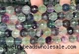 CLF1157 15.5 inches 10mm faceetd round fluorite gemstone beads