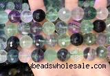 CLF1158 15.5 inches 12mm faceetd round fluorite gemstone beads