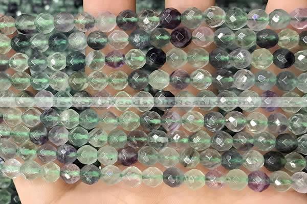 CLF1161 15.5 inches 6mm faceetd round fluorite gemstone beads