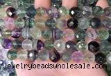 CLF1163 15.5 inches 10mm faceetd round fluorite gemstone beads