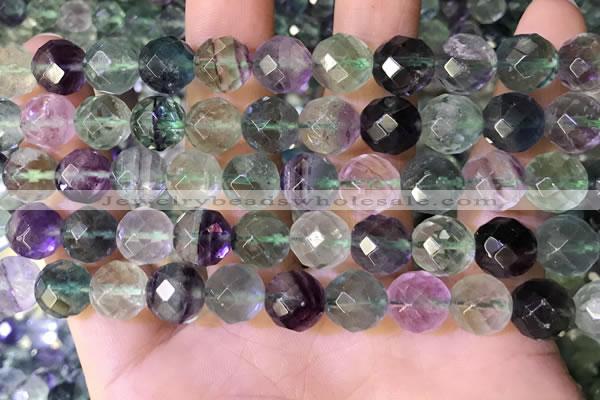 CLF1163 15.5 inches 10mm faceetd round fluorite gemstone beads