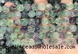 CLF1167 15.5 inches 8mm carved round fluorite gemstone beads