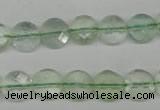 CFL132 15.5 inches 10mm faceted coin green fluorite beads