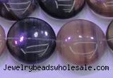 CFL1337 15.5 inches 20mm flat round purple fluorite gemstone beads