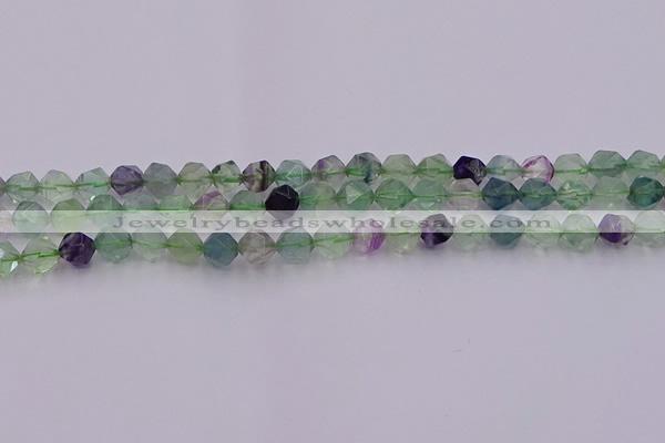 CFL1407 15.5 inches 8mm faceted nuggets fluorite gemstone beads