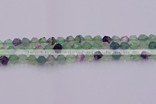 CFL1408 15.5 inches 10mm faceted nuggets fluorite gemstone beads