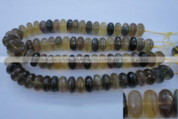 CFL144 15.5 inches 10*20mm faceted rondelle yellow fluorite beads