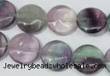 CFL165 15.5 inches 16mm flat round natural fluorite beads wholesale