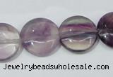 CFL166 15.5 inches 18mm flat round natural fluorite beads wholesale