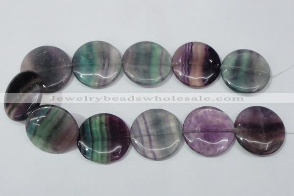 CFL170 15.5 inches 35mm flat round natural fluorite beads wholesale