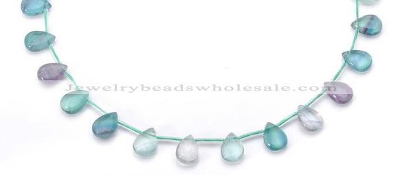 CFL24 10*14mm teardrop A- grade natural fluorite gemstone beads