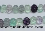 CFL300 15.5 inches 8*10mm carved rondelle natural fluorite beads