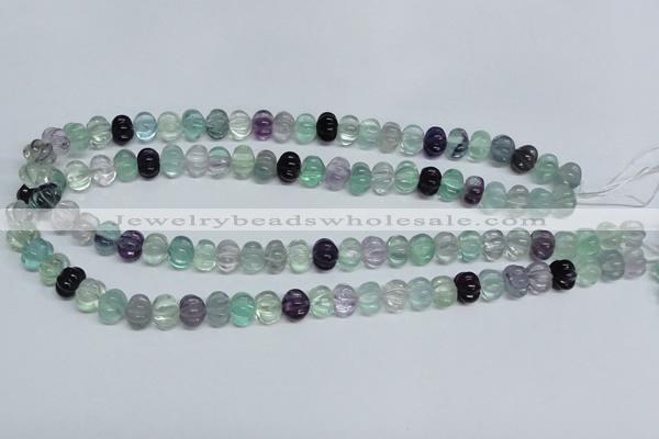 CFL300 15.5 inches 8*10mm carved rondelle natural fluorite beads