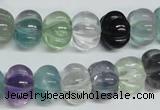 CFL301 15.5 inches 10*14mm carved rondelle natural fluorite beads