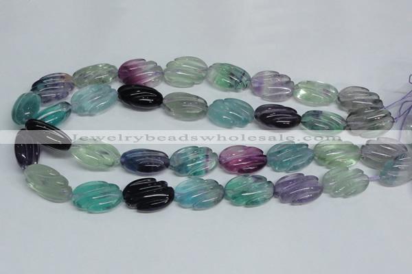 CFL321 15.5 inches 16*24mm carved oval natural fluorite beads