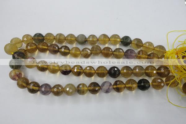 CFL456 15.5 inches 14mm faceted round rainbow fluorite beads