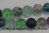 CFL457 15.5 inches 12mm carved round natural fluorite beads