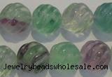 CFL459 15.5 inches 16mm carved round natural fluorite beads