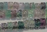 CFL471 15.5 inches 6*8mm carved rondelle natural fluorite beads