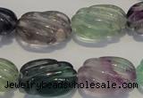 CFL495 15.5 inches 16*24mm carved oval natural fluorite beads