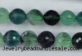 CFL54 15.5 inches 12mm faceted round AB grade natural fluorite beads