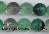 CFL56 15.5 inches 16mm faceted round AB grade natural fluorite beads