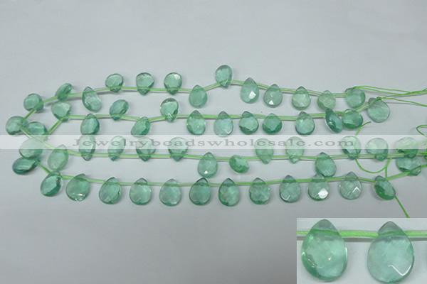 CFL650 Top-drilled 10*14mm faceted briolette green fluorite beads