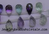 CFL708 Top-drilled 8*12mm faceted teardrop natural fluorite beads