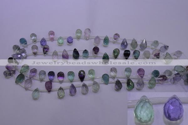 CFL708 Top-drilled 8*12mm faceted teardrop natural fluorite beads