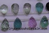 CFL709 Top-drilled 10*14mm faceted teardrop natural fluorite beads