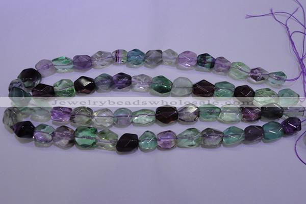 CFL726 15.5 inches 11*15mm faceted nuggets natural fluorite beads