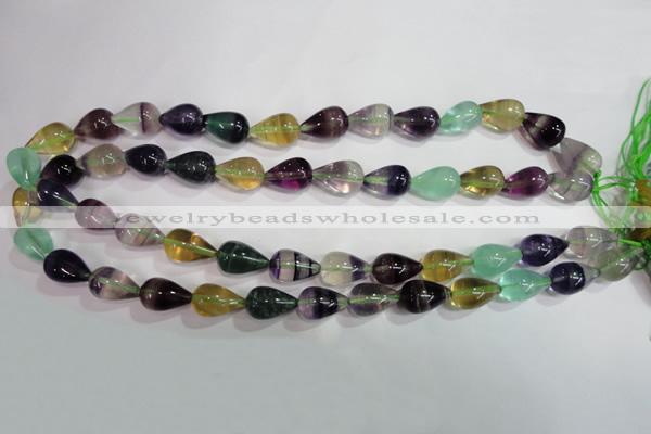 CFL765 15.5 inches 8*12mm teardrop rainbow fluorite gemstone beads