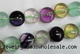 CFL783 15.5 inches 10mm flat round rainbow fluorite gemstone beads