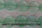 CFL864 15.5 inches 15mm flat round green fluorite gemstone beads