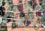 CFL960 Top drilled 10*14mm flat teardrop natural fluorite beads