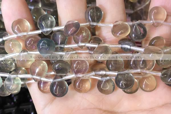 CFL962 Top drilled 9*12mm flat teardrop natural fluorite beads