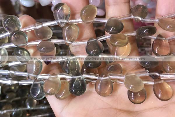 CFL963 Top drilled 10*14mm flat teardrop natural fluorite beads