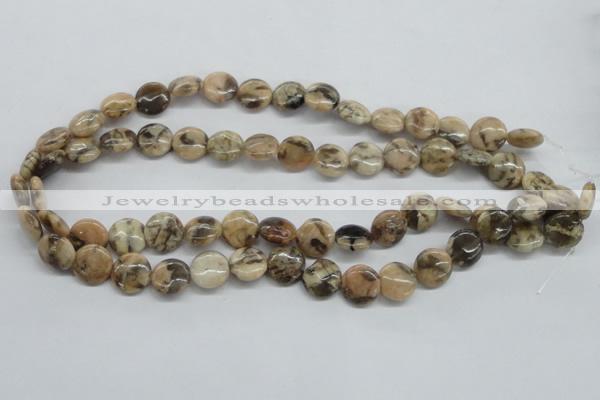 CFS07 15.5 inches 12mm flat round natural feldspar gemstone beads