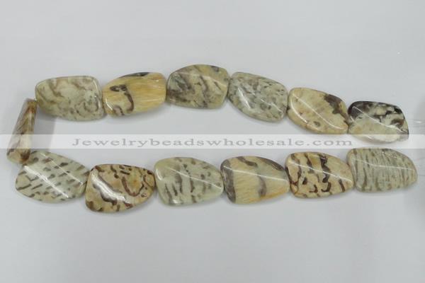 CFS206 22*30mm twisted rectangle natural feldspar gemstone beads