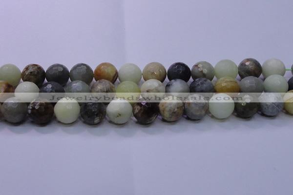 CFW08 15.5 inches 18mm faceted round flower jade beads wholesale