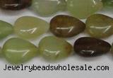 CFW123 15.5 inches 13*18mm flat teardrop flower jade gemstone beads