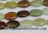 CFW125 15.5 inches 10*14mm flat oval flower jade gemstone beads