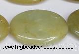 CFW132 15.5 inches 30*40mm flat oval flower jade gemstone beads