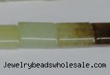 CFW142 15.5 inches 12*16mm flat tube flower jade gemstone beads