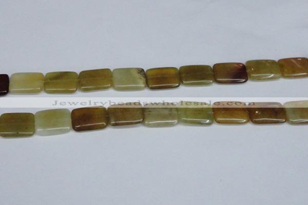 CFW151 15.5 inches 15*20mm rectangle flower jade gemstone beads